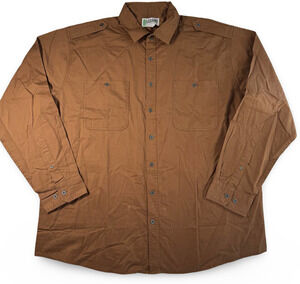 Haband Men's Brown Long Sleeve Button Front Shirt XL 100% Cotton Casual